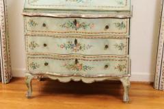 Italian 1850s Rococo Style Tall Secretary with Slanted Desk and Original Paint - 3450986