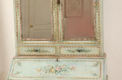 Italian 1850s Rococo Style Tall Secretary with Slanted Desk and Original Paint - 3451129