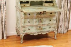 Italian 1850s Rococo Style Tall Secretary with Slanted Desk and Original Paint - 3451148