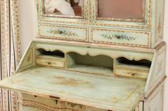 Italian 1850s Rococo Style Tall Secretary with Slanted Desk and Original Paint - 3451216