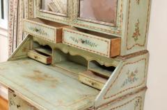 Italian 1850s Rococo Style Tall Secretary with Slanted Desk and Original Paint - 3451220