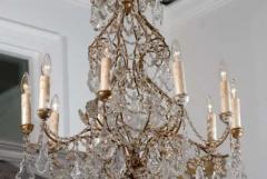 Italian 1850s Rococo Style Ten Light Crystal Chandelier with Gilt Metal Armature - 3415284