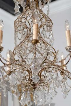 Italian 1850s Rococo Style Ten Light Crystal Chandelier with Gilt Metal Armature - 3415412