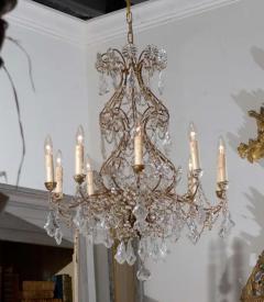 Italian 1850s Rococo Style Ten Light Crystal Chandelier with Gilt Metal Armature - 3415418