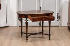 Italian 1890s Walnut Mahogany and Brass Side Table with Floral Marquetry D cor - 3588140