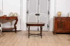 Italian 1890s Walnut Mahogany and Brass Side Table with Floral Marquetry D cor - 3588155