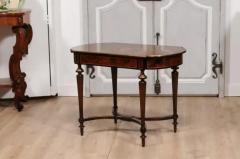 Italian 1890s Walnut Mahogany and Brass Side Table with Floral Marquetry D cor - 3588160