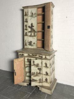 Italian 18th Century 2 part Lacca Povera Painted Enclosed Cabinet - 2432832