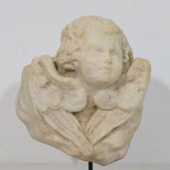 Italian 18th Century Baroque Marble Winged Angel Head - 4518431
