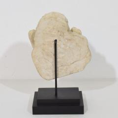 Italian 18th Century Baroque Marble Winged Angel Head - 4518434