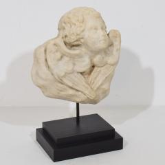 Italian 18th Century Baroque Marble Winged Angel Head - 4518437