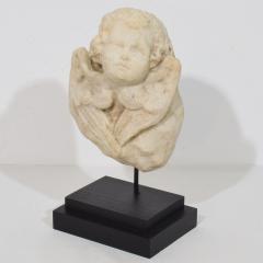 Italian 18th Century Baroque Marble Winged Angel Head - 4518441