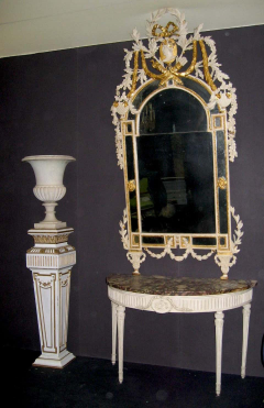 Italian 18th Century Demilune Ivory Painted Console Table Louis XVI Period - 1622643