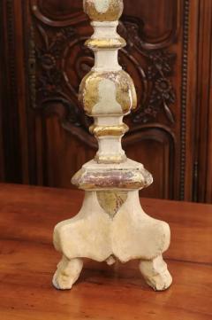 Italian 18th Century Painted Wood Candlestick from Tuscany with Gilt Accents - 3461522