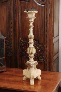 Italian 18th Century Painted Wood Candlestick from Tuscany with Gilt Accents - 3461704