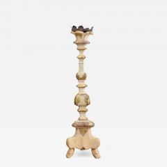 Italian 18th Century Painted Wood Candlestick from Tuscany with Gilt Accents - 3467381
