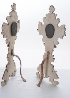 Italian 18th Century Pair of Relic Stands of Carved Wood Silver Plate - 1878350