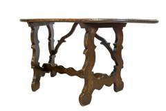 Italian 18th Century Walnut Baroque Fratino Console Table with Lyre Shaped Base - 3780475