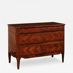 Italian 18th Century Walnut Mahogany and Cherry Three Drawer Marquetry Commode - 3560684