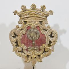 Italian 18th century baroque Carved Wooden Silvered Panel Coat Of Arms - 4111948