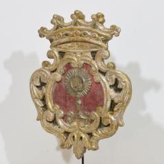 Italian 18th century baroque Carved Wooden Silvered Panel Coat Of Arms - 4111951