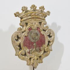 Italian 18th century baroque Carved Wooden Silvered Panel Coat Of Arms - 4111952