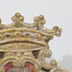 Italian 18th century baroque Carved Wooden Silvered Panel Coat Of Arms - 4111955