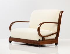 Italian 1920s Carved Walnut Settee Pair of Armchairs and Ottomans - 2810831