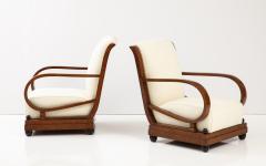 Italian 1920s Carved Walnut Settee Pair of Armchairs and Ottomans - 2810840