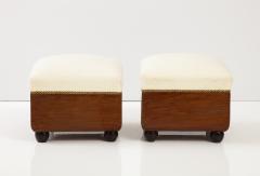 Italian 1920s Carved Walnut Settee Pair of Armchairs and Ottomans - 2810844