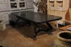 Italian 1920s Ebonized Walnut Dining Table with Carved S Scroll Legs on Paw Feet - 3604389