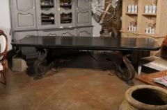 Italian 1920s Ebonized Walnut Dining Table with Carved S Scroll Legs on Paw Feet - 3604447