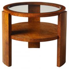 Italian 1930s Art Deco Wood Side Table with Glass Top - 4782960