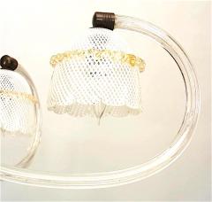 Italian 1930s Murano RETICELLO Clear Glass and Brass Chandelier - 738365