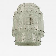 Italian 1940s Acid Etched and Textured Glass Panel Round Tiered Lantern - 470678