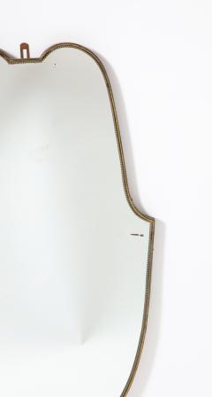 Italian 1940s Brass Shield Shaped Mirror with Beaded Trim Italy circa 1940 - 3363609