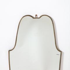 Italian 1940s Brass Shield Shaped Mirror with Beaded Trim Italy circa 1940 - 3363610