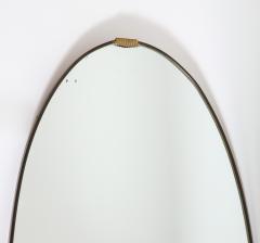 Italian 1940s Grand Scale Oval Mirror with Brass Decoration circa 1940 - 3362326