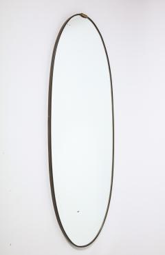 Italian 1940s Grand Scale Oval Mirror with Brass Decoration circa 1940 - 3362331