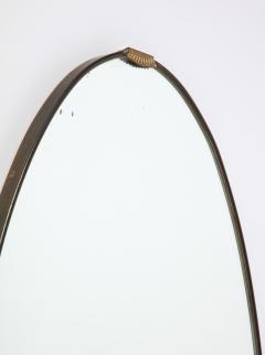 Italian 1940s Grand Scale Oval Mirror with Brass Decoration circa 1940 - 3362334