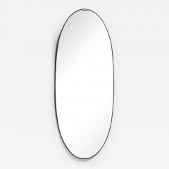 Italian 1940s Grand Scale Oval Mirror with Brass Decoration circa 1940 - 3363254