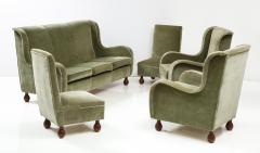 Italian 1940s Living Room Suite Sofa Pair of Chairs Pair of Slipper Chairs - 2481504