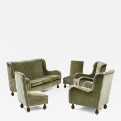 Italian 1940s Living Room Suite Sofa Pair of Chairs Pair of Slipper Chairs - 2486043
