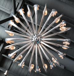 Italian 1940s Pewter Leaf Chandelier - 258689