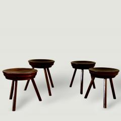 Italian 1940s Set of Four Walnut Dish Stools - 4237482