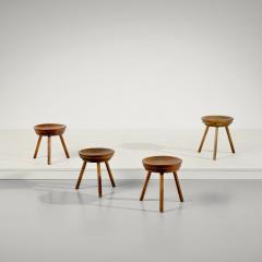 Italian 1940s Set of Four Walnut Dish Stools - 4237483