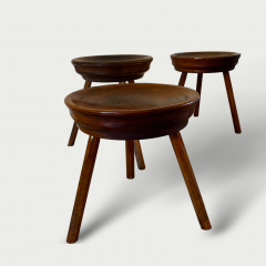 Italian 1940s Set of Four Walnut Dish Stools - 4237485