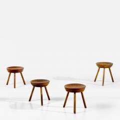 Italian 1940s Set of Four Walnut Dish Stools - 4237572