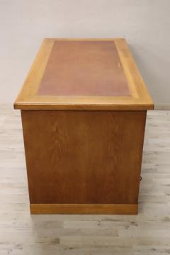Italian 1940s Solid Oak Wood Writing Desk with Shutter Doors - 3519976