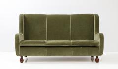 Italian 1940s Velvet Sofa with Walnut Bun Feet - 2481488
